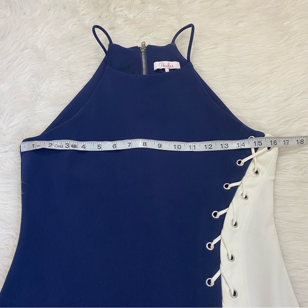 PARKER Navy Blue Lace Up Dress - Picture 5 of 10